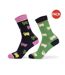 Chaussettes femme vert / noir / rose Aubrion