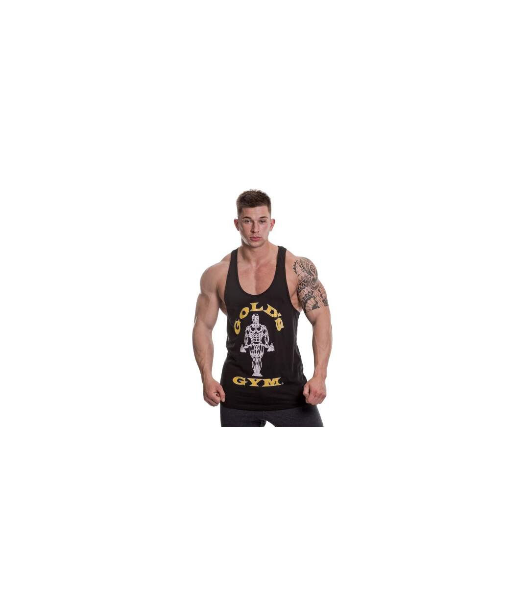 Mens Muscle Joe Cotton Vest Top Black Gold´s Gym-1