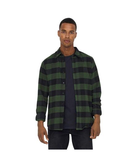 Surchemise Motif/style À Carreaux Homme Vert Kaki Foncé Only