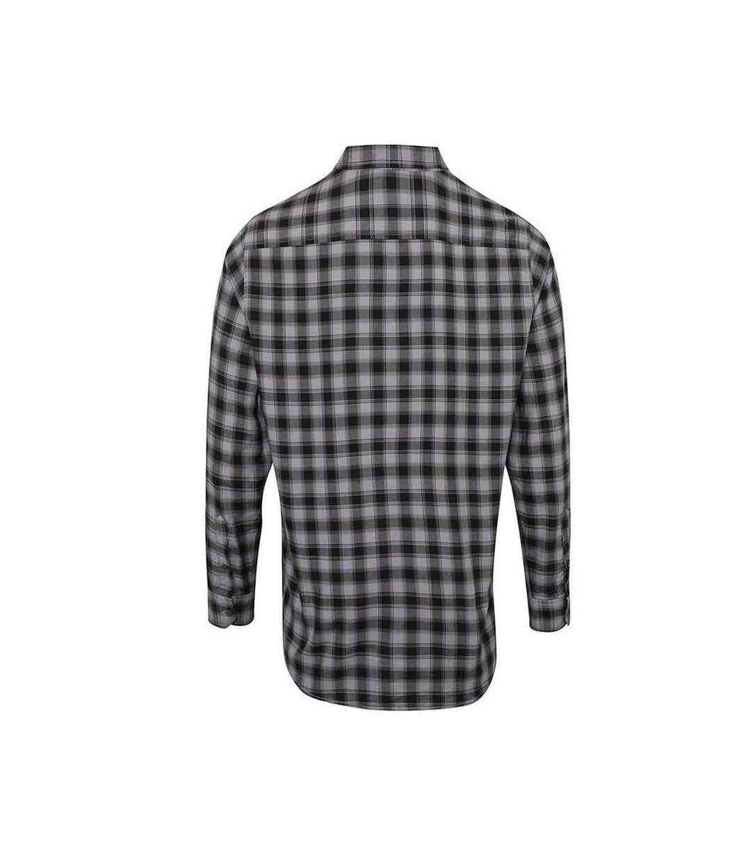 Mens mulligan checked cotton long-sleeved shirt steel/black Premier-2