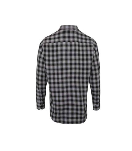 Mens mulligan checked cotton long-sleeved shirt steel/black Premier