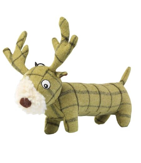 House Of Paws Plush Tweed Stag Long Body Dog Toy (Green) (One Size) - UTBZ3548