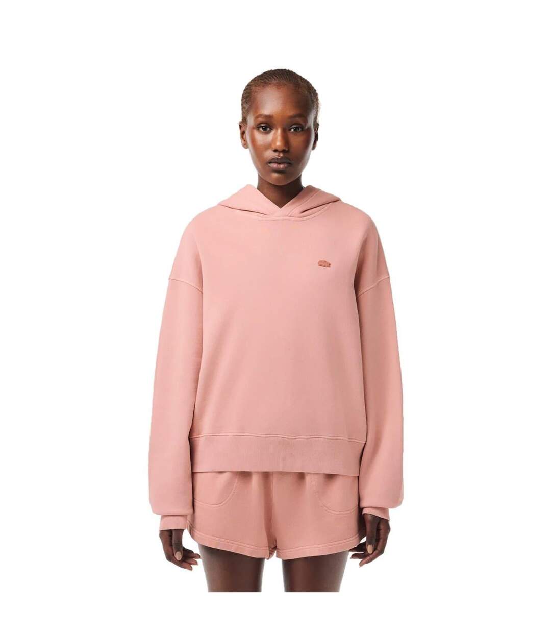 Sweat À Capuche Motif/style Logo Brodé Femme Rose Lacoste-1