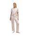 Bas De Pyjama Motif/style À Rayures Femme Rose Pastel Off White-1
