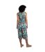 Womens/ladies nalani leaf print eco liva jumpsuit aqua blue Weird Fish-3