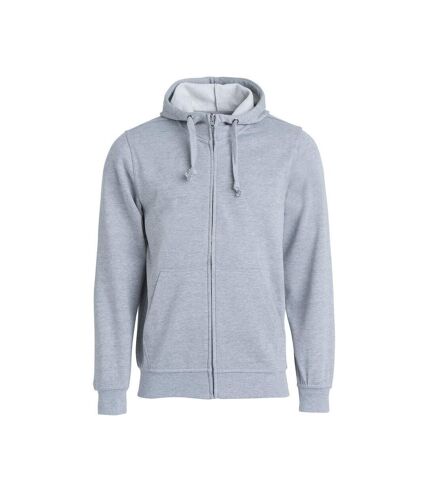 Mens basic full zip hoodie grey melange Clique