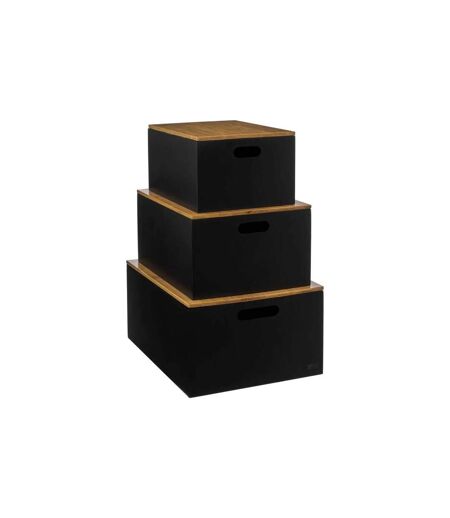 Lot de 3 Boîtes de Rangement Bava 34cm Noir