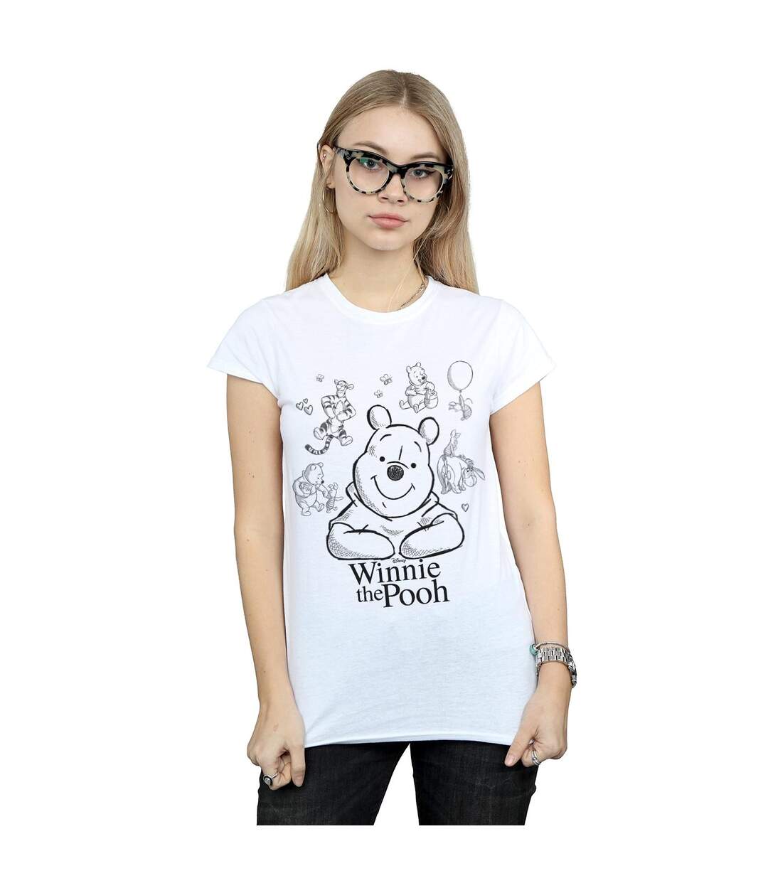 Disney T-shirt en coton Winnie The Pooh Collage Sketch Femme/Ladies (Blanc) - UTBI44821-2