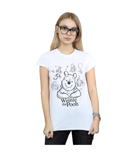 Disney T-shirt en coton Winnie The Pooh Collage Sketch Femme/Ladies (Blanc) - UTBI44821