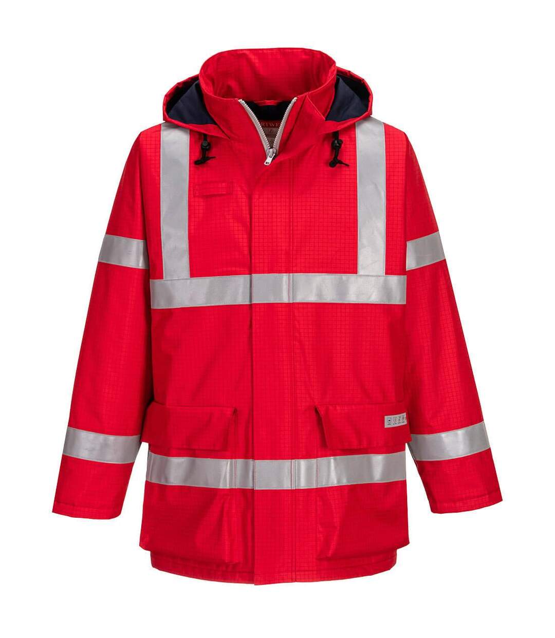 Mens bizflame rain anti-static jacket red Portwest-1