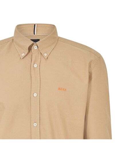 Chemise À Boutons Manches Longues Homme Beige Clair Boss