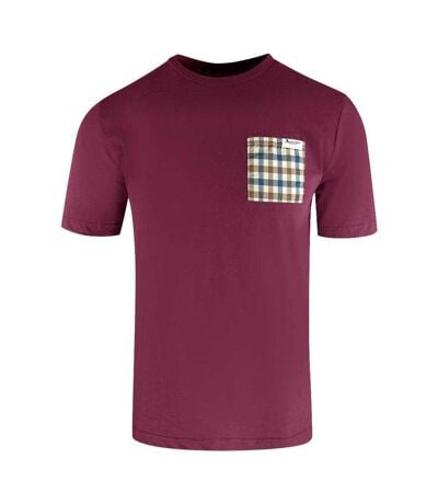 T-shirt Sport Motif À Carreaux Homme Bordeaux Aquascutum