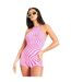 Womens/ladies Swirl Print Knitted Tie Neck Unitard Pink Missy Empire-2