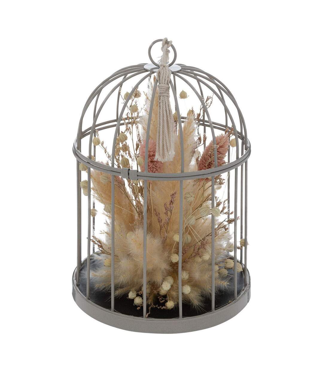 Fleurs Séchées Déco Cage 20cm Gris-1