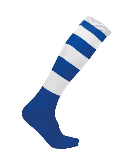 chaussettes sport rayées - PA021 - bleu roi et blanc