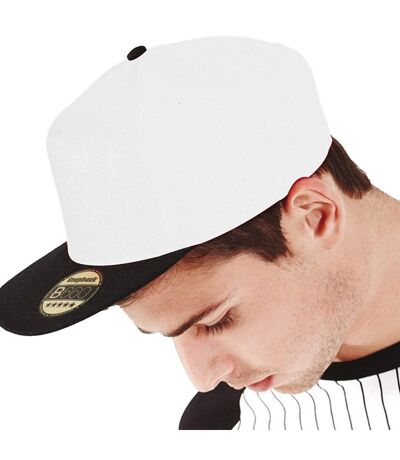Beechfield Unisex Original Flat Peak Snapback Cap (Pack of 2) (White/Black) - UTRW6745