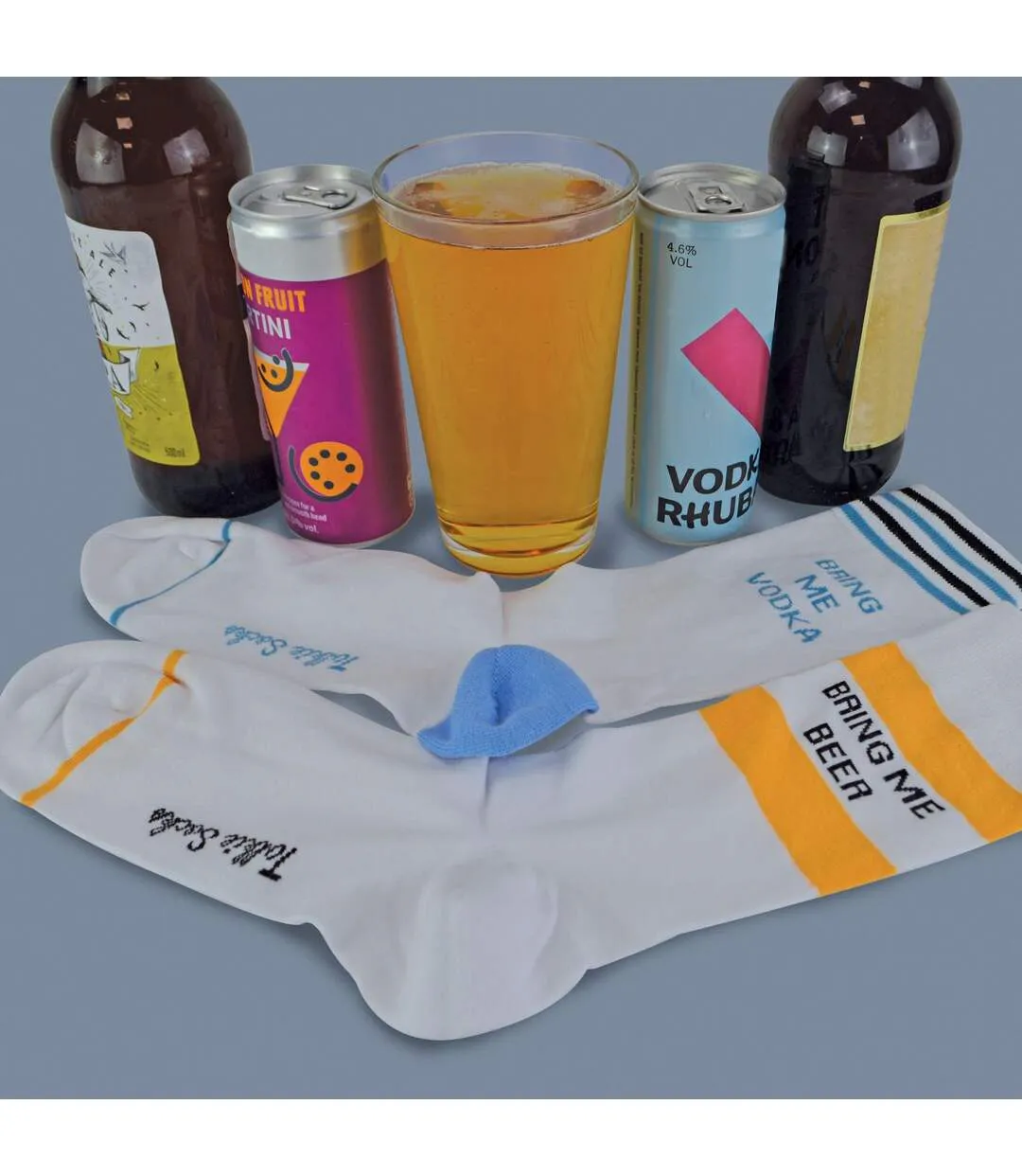 1 Pack Unisex Cotton Novelty Bring Me Beer & Vodka Socks-4