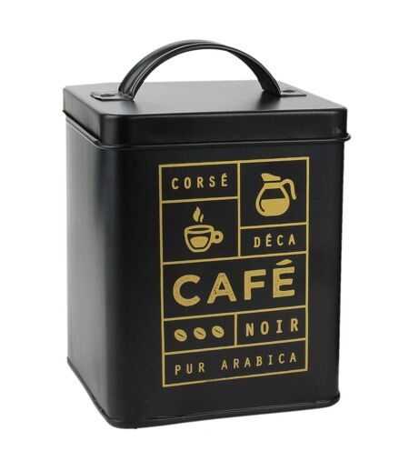 Boite de rangement en métal BLACK MAT noire Café