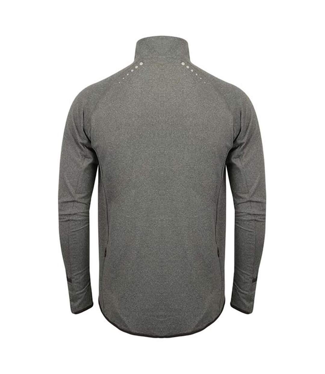 Tombo Mens Long Sleeve Zip Neck Performance Top (Gray Marl)