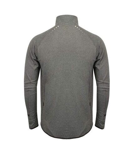 Mens long sleeve zip neck performance top grey marl Tombo