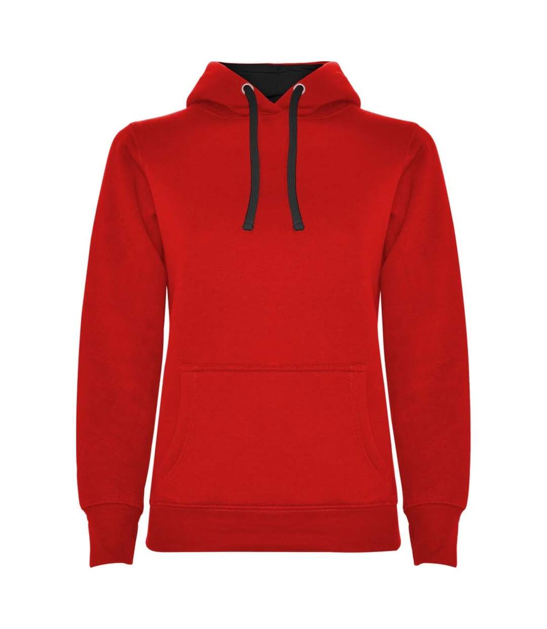 Womens/ladies Urban Hooded Polycotton Sweatshirt Red Black Roly-1