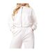 Womens/ladies Victory Relaxed Fit Crop Hoodie Cream Gym King-3