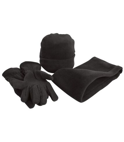 Result Unisex Active Fleece Anti-Pill Winter Hat, Gloves & Neckwarmer Set (Black)