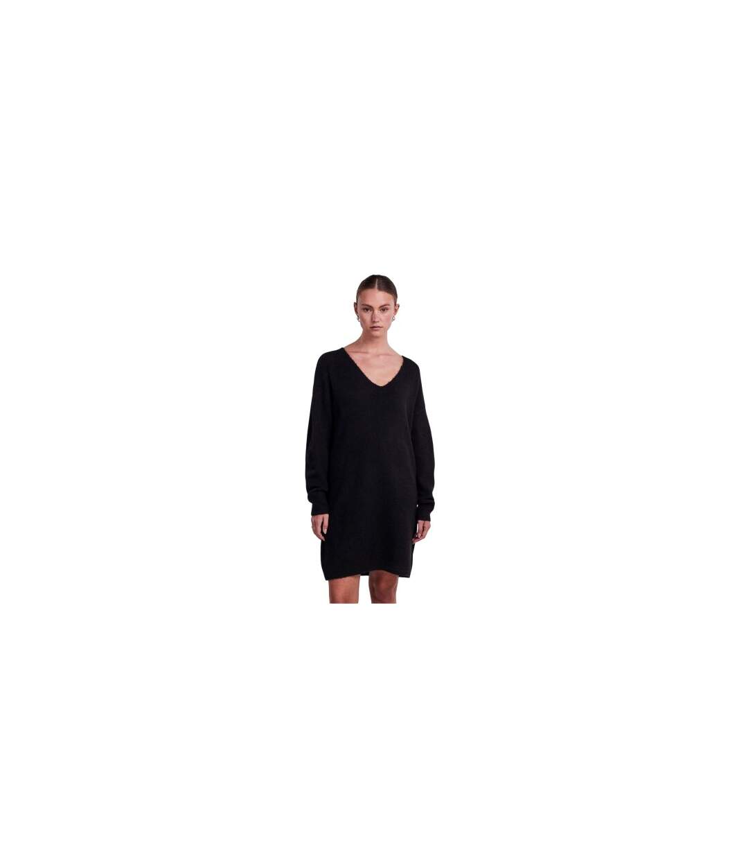 Womens/ladies Knitted Turtle Neck Sweater Dress Black Pieces-1