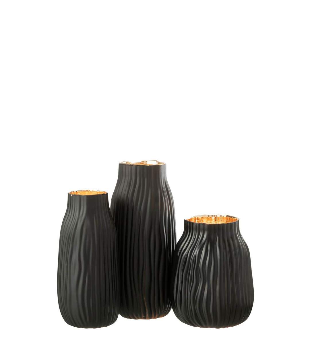 Vase à Rainures en Verre Louis 20cm Noir-5