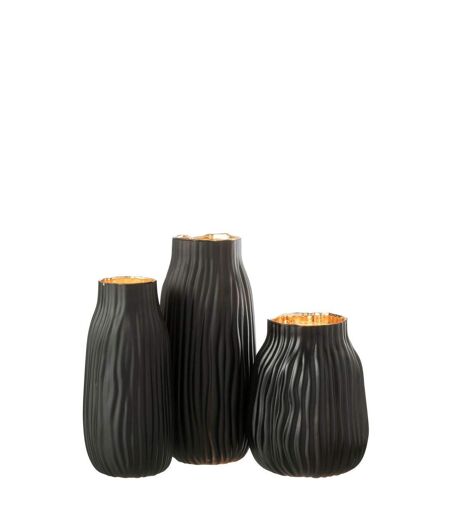 Vase à Rainures en Verre Louis 20cm Noir