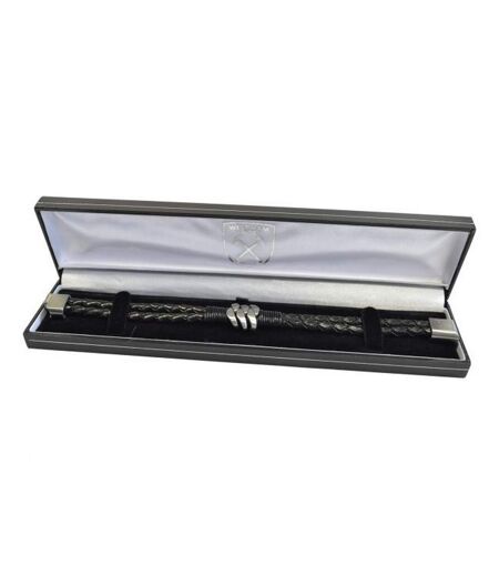 West Ham FC Unisex Leather Double Plait Bracelet (Brown/Silver) (One Size) - UTBS2078