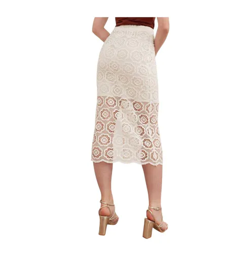 Jupe Mi-longue Motif/style Floral Femme Crème Lovedrobe