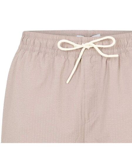 Mens Textured Relaxed Fit Swim Shorts Taupe Threadbare