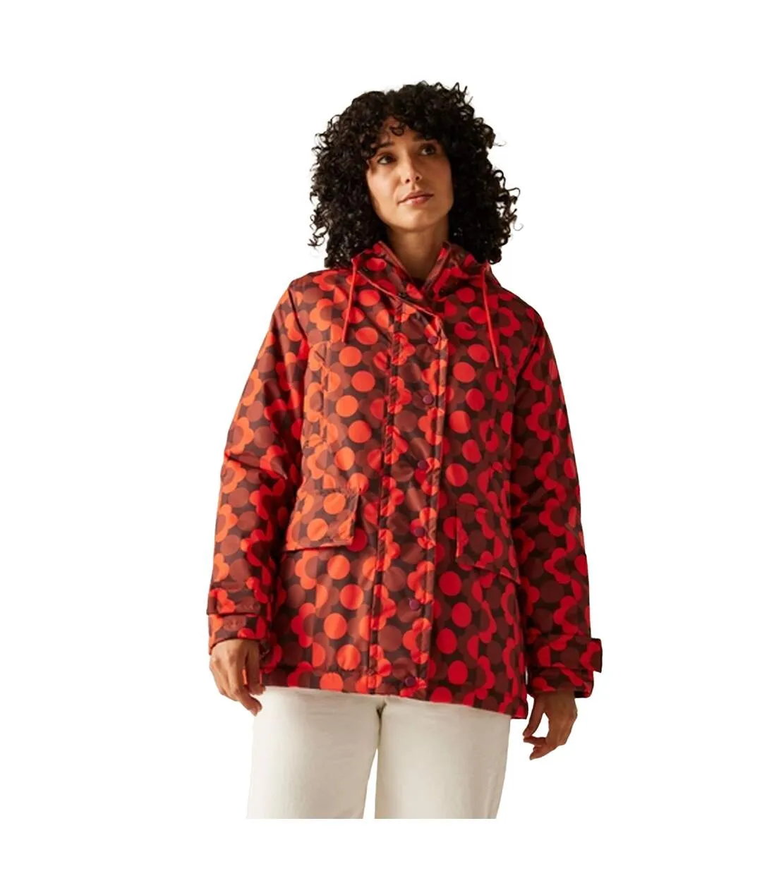 Womens/ladies Orla Kiely Floral Mid Length Waterproof Jacket Red Burnt Henna Regatta-1