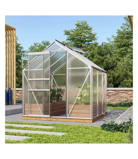 Serre de jardin en polycarbonate 6 mm et aluminium anodisé avec embase Venus Longueur de 195 cm