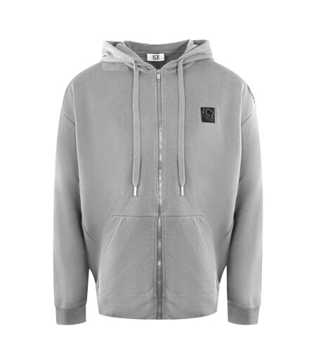 Unisex Adult Small Logo Full Zip Hoodie Grey Ice Iceberg