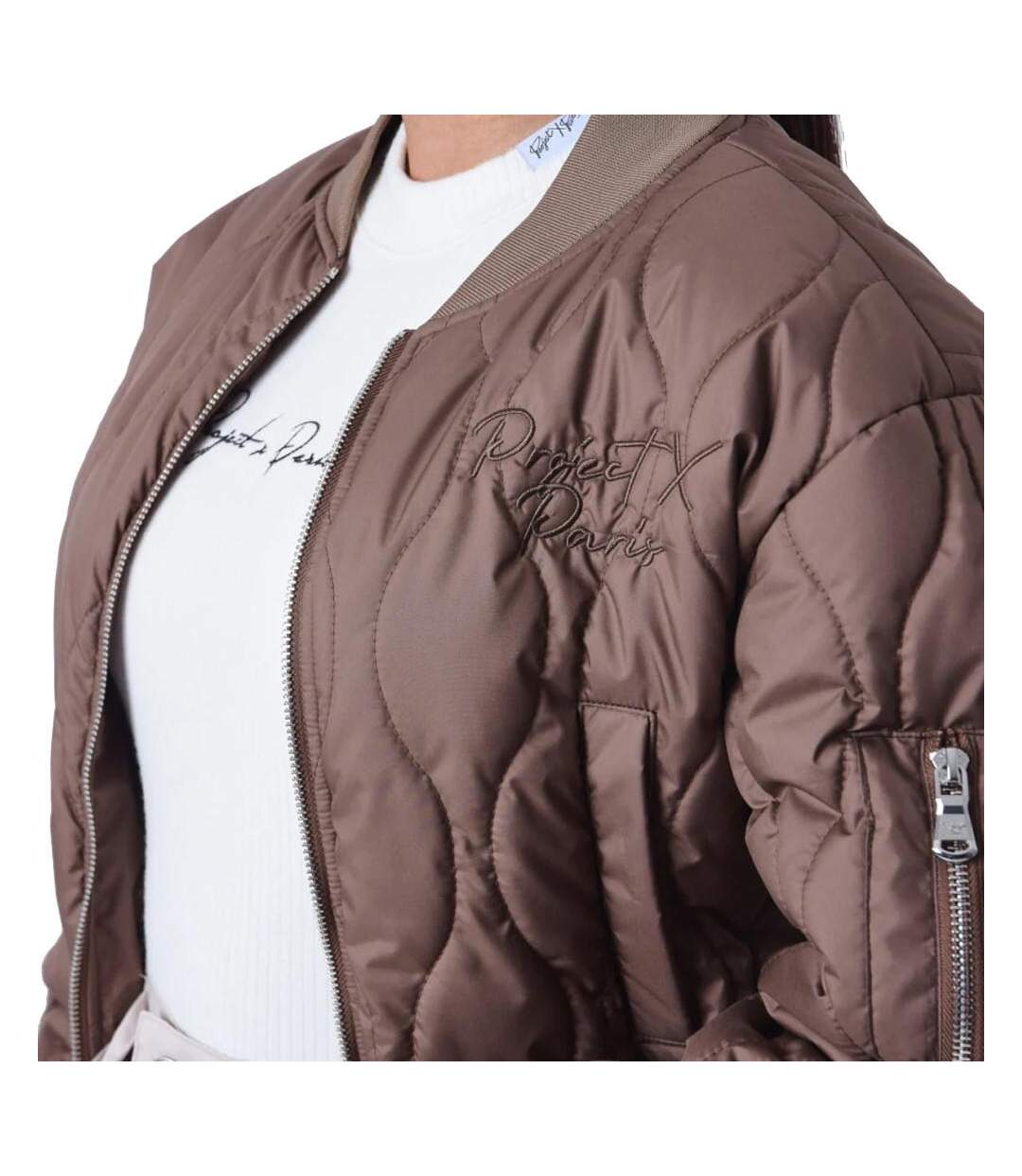 Veste bomber marron femme project x paris matelassé - l-3