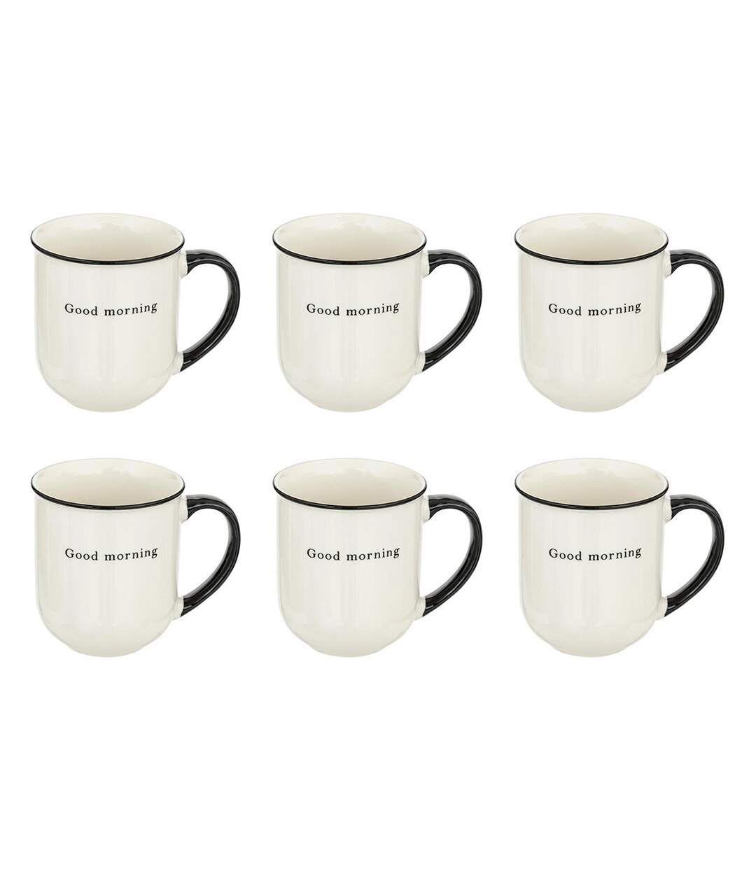 Lot de 6 Mugs Alix 38cl Blanc & Noir-1