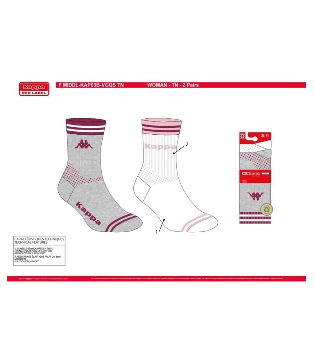 Chaussettes Femme KAPPA 4 paires PREMIUM CREW 2287ASS-5