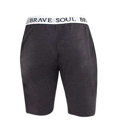 Brave Soul Mens Logo Waistband Jersey Lounge Shorts (Gray)