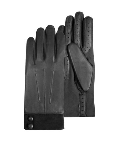 Isotoner Gants femme tactiles en cuir de mouton - doublés micro fausse fourrure