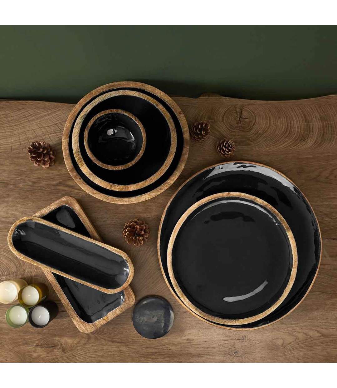 Dessous d'Assiette en Bois Black Forest 35cm Noir-2