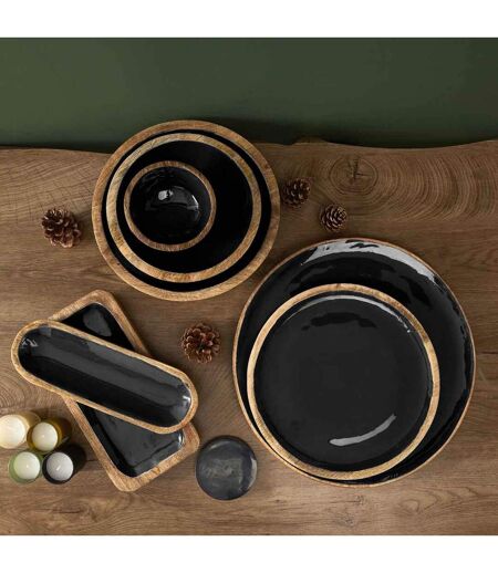 Dessous d'Assiette en Bois Black Forest 35cm Noir