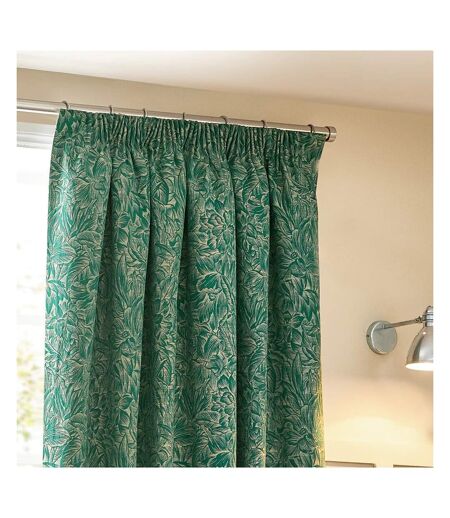 Nature grantley jacquard pencil pleat curtains 117cm x 137cm emerald Wylder