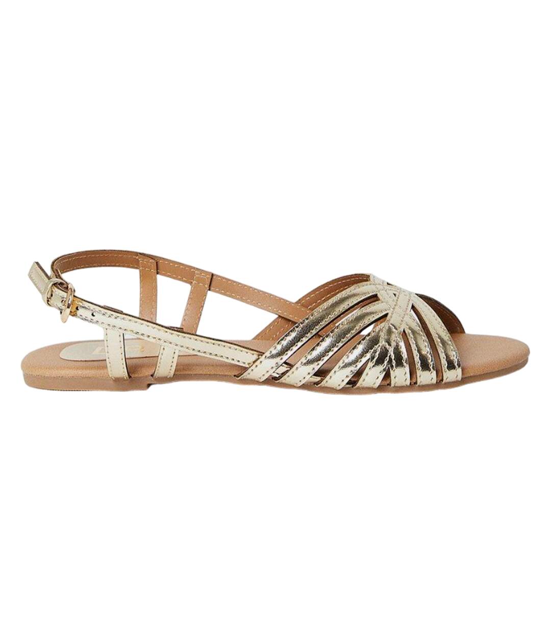 Womens/ladies lattice sling back flat sandals gold Dorothy Perkins-2