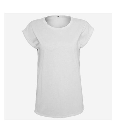 Build Your Brand Womens/Ladies Extended Shoulder T-Shirt (White)