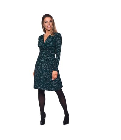 Krisp Womens/Ladies Ditsy Print Knot Front Dress (Teal) - UTKP224