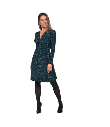 Krisp Womens/Ladies Ditsy Print Knot Front Dress (Teal) - UTKP224