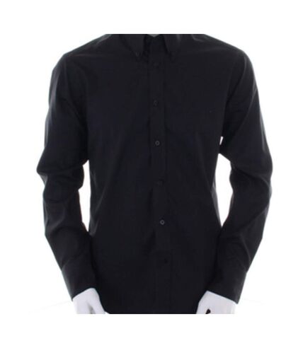 Kustom Kit Mens Long Sleeve Tailored Fit Premium Oxford Shirt (Black)