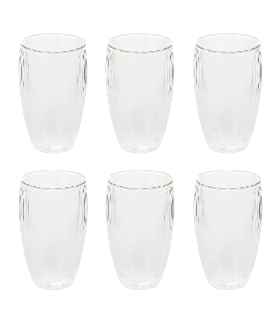 Lot de 6 Mugs Striés Cléa 35cl Transparent-1